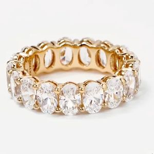 Diamonique 14kt clad Oval Cut Eternity Band Ring,